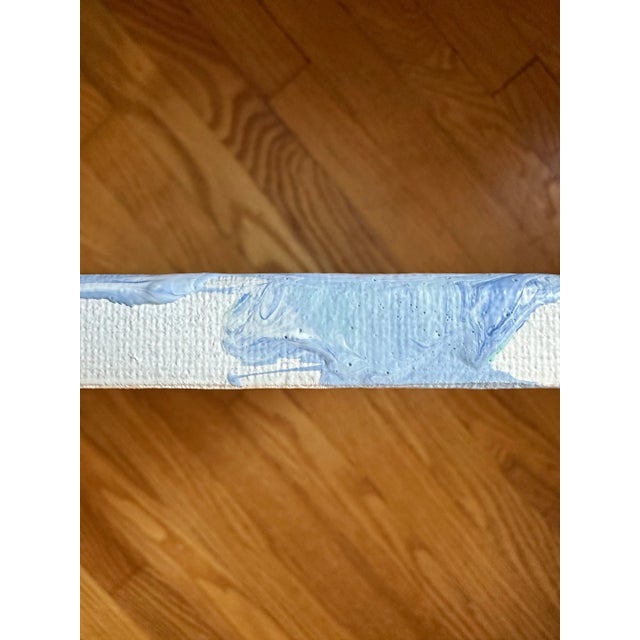Erin Simon Original “Marbled” “Blues With Green” Abstract Painting on Canvas For Sale - Image 4 of 5