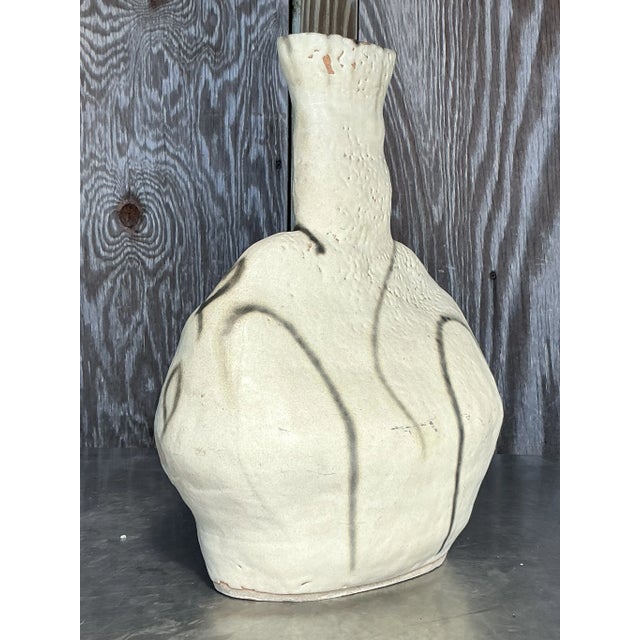 Ceramic Vintage Boho Original Studio Pottery Vase For Sale - Image 7 of 9