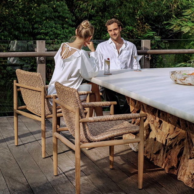 Indulge In Comfort With The Stylish Sumba Outdoor Dining Chair. The Continuous Scooped Seat In Twisted Golden Flax All-...
