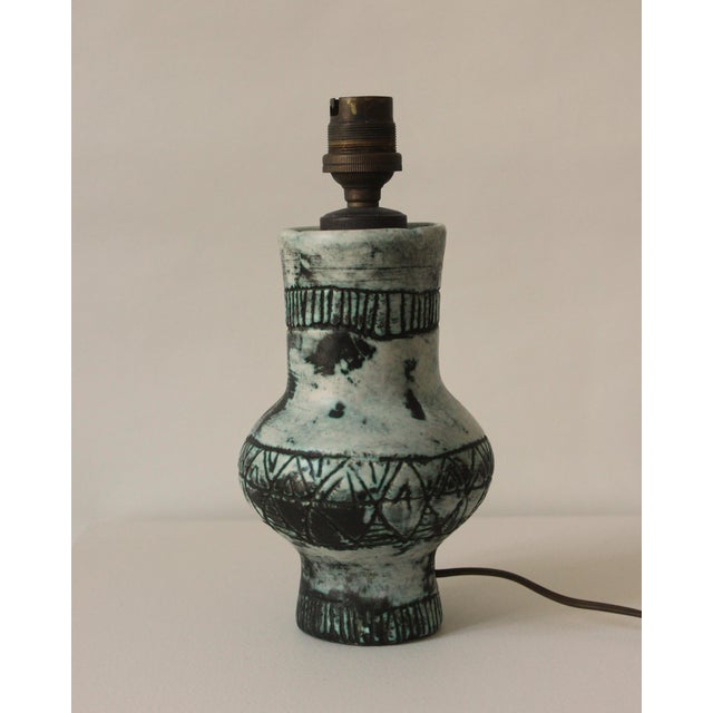 Jacques Blin French Ceramic Table Lamp with Geometric Engraving by the Jacques Blin, 1950s For Sale - Image 4 of 9