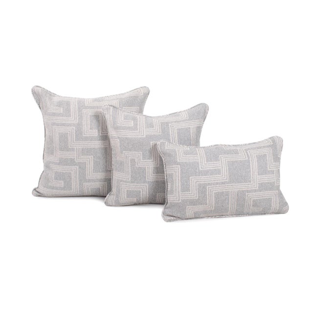 Gray Indoor/Outdoor Pillow 24 x 24 Syros Fog For Sale - Image 8 of 11