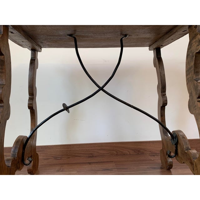 19th Side Table of Chestnut With Carved Lyre Legs, Spanish, 19th Century For Sale - Image 10 of 13