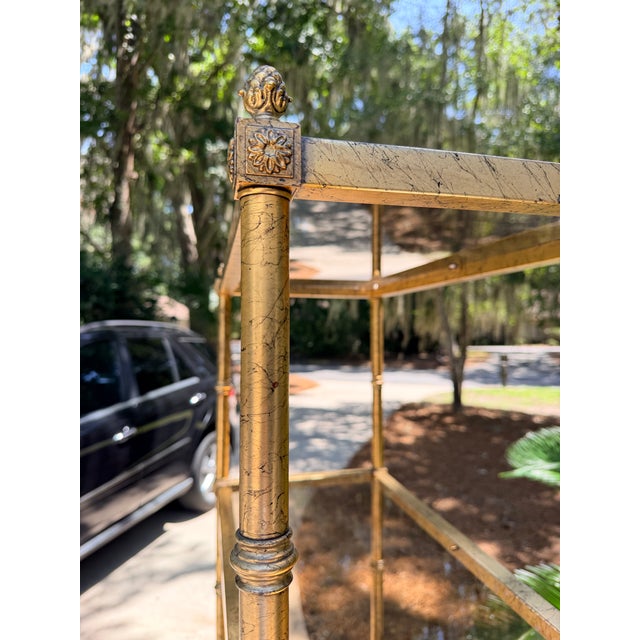 Vintage 1970s Italian Gold Gilt Hollywood Regency Faux-Bamboo Étagère For Sale - Image 9 of 18