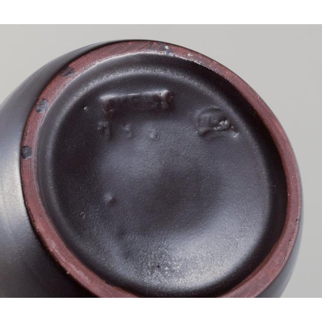 Ceramic Vase with Dark Brown Glaze by Mari Simmulson for Upsala Ekeby For Sale - Image 6 of 7