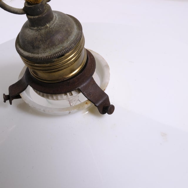White Vintage Pendant Lamp with White Milk Glass Lampshade, 1930s For Sale - Image 8 of 15