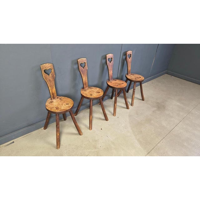 Vintage Brutalist Heart-Shaped Chairs, 1960s, Set of 4 For Sale - Image 10 of 15