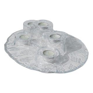 Vintage Scandinavian Glass Vulcano Candleholder by Pertti Kallioinen for Muurla, 1970s For Sale