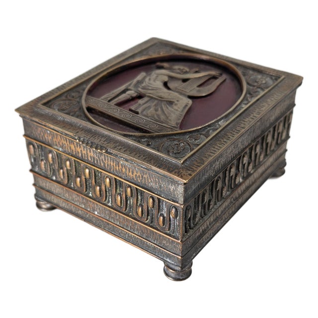 20th Century Gun Metal Gray Art Deco Bronze Dresser Box by Oscar Bach For Sale