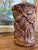 Arts & Crafts Vintage Red Wing Pottery Brown Glazed Floral Relief Vase For Sale - Image 3 of 10