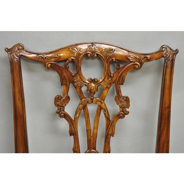 Chippendale Style Carved Mahogany Dining Side Chairs Attr Theodore Alexander - 4 For Sale - Image 12 of 12
