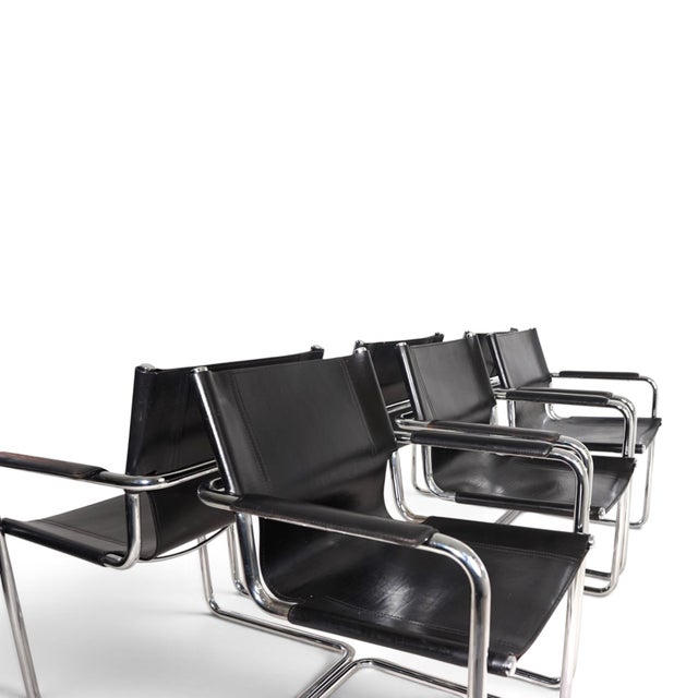 Visitor Chairs in Leather and Chrome by Mart Stam and Marcel Breuer for Matteo Grassi, 1970, Set of 6 For Sale - Image 18 of 18