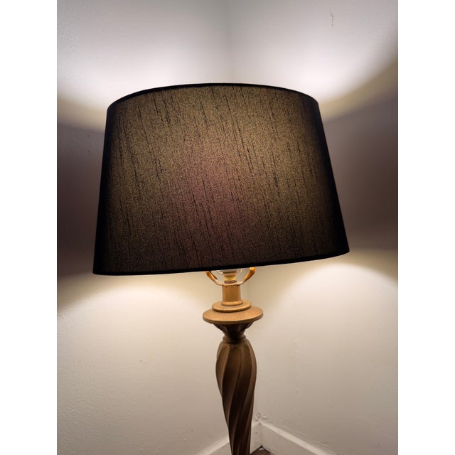 Mid 20th Century Heyco Lamps With Black Shades - a Pair For Sale - Image 4 of 6