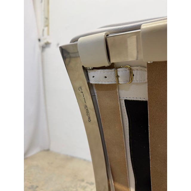 Ludwig Mies Van Der Rohe White Leather Barcelona Chairs for Knoll - A Pair For Sale - Image 17 of 17