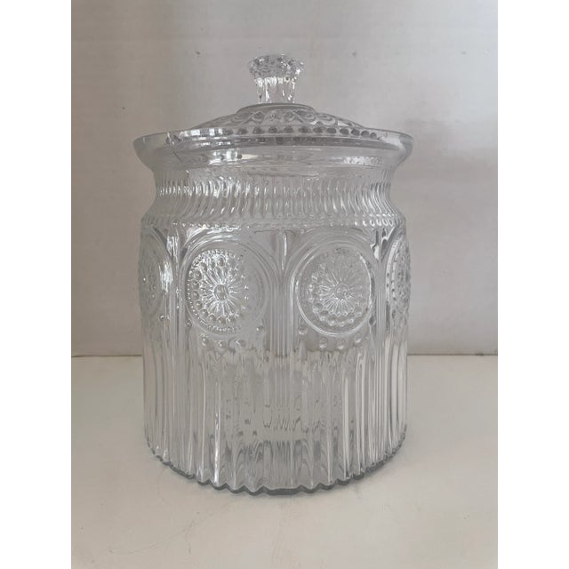 Transparent 1930s Art Deco Rona Crystal Glass Lidded Biscuit/Cookie Jar Marked For Sale - Image 8 of 8
