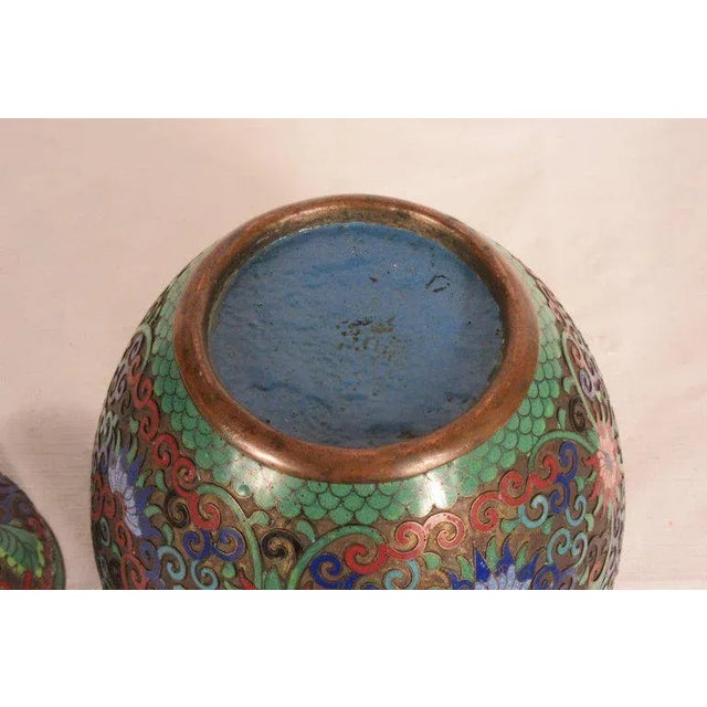 1910s 1910 Cloisonné Jar With Lid For Sale - Image 5 of 13