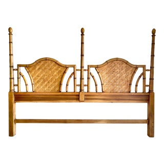 Hollywood Regency Faux Bamboo King Poster Headboard For Sale