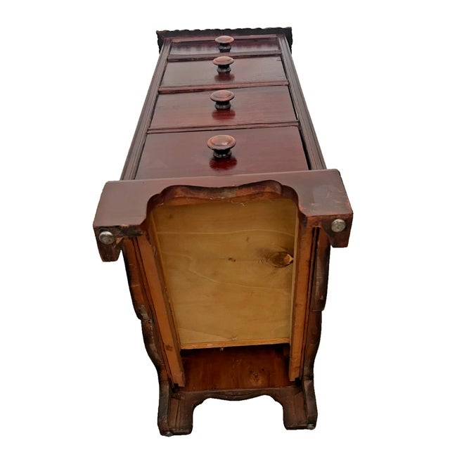 Vintage Mahogany Nightstand Cabinet Chest Four Drawers Rope Twist Carved Top For Sale - Image 10 of 10