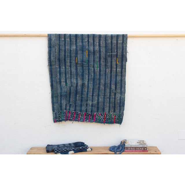 Textile Nomad's Loom Indigo Mud Cloth Throw For Sale - Image 7 of 7