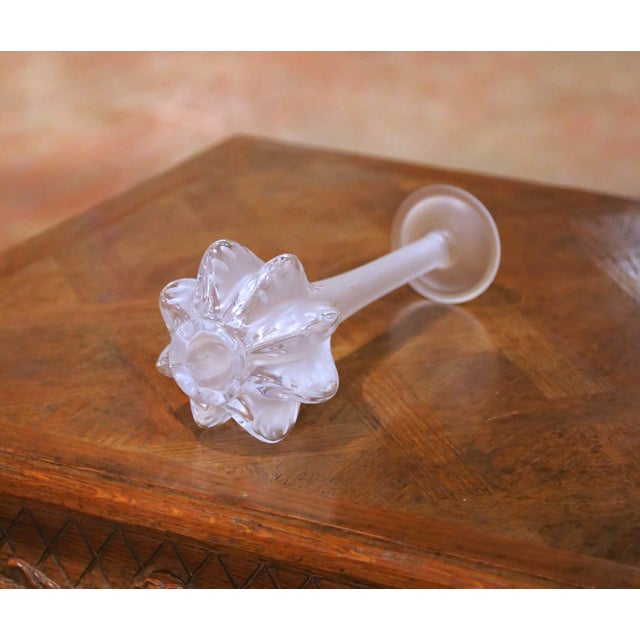 Vintage French Frosted Crystal Soliflore Vase by Marie-Claude Lalique For Sale - Image 9 of 10