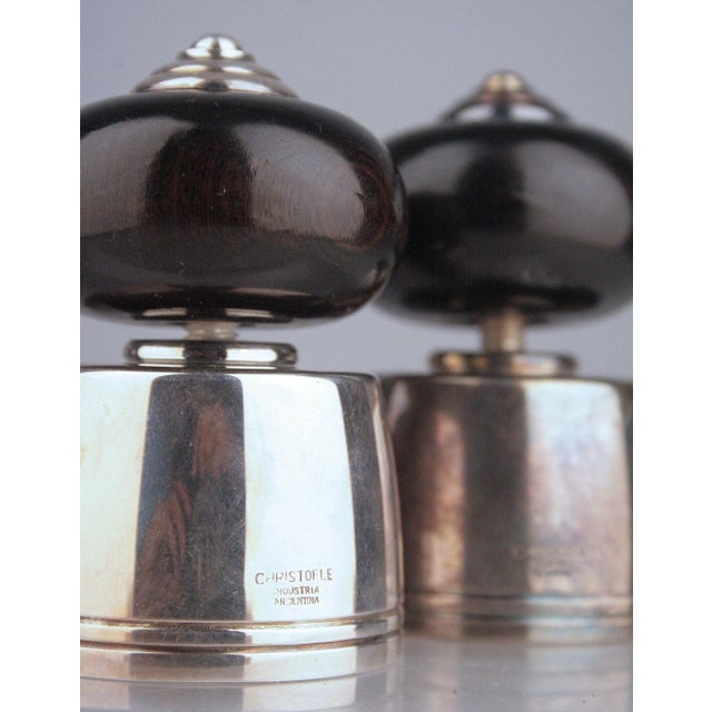 Pair of French Black Lacquer and Silver Champagne Corks/Bottle Stoppers by Christofle For Sale - Image 9 of 12
