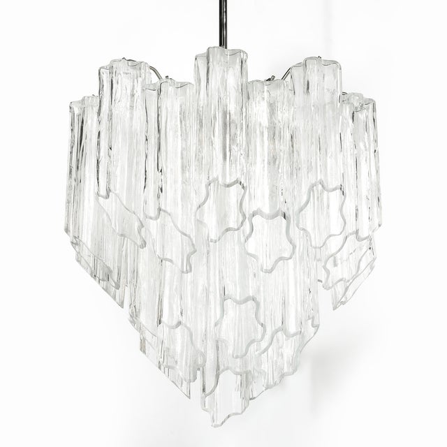 Mid-Century Modernist Hand-Blown Murano Angular Tronchi Glass Chandelier For Sale - Image 18 of 18