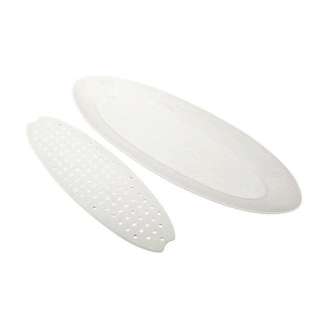 Ceramic Bodum Provence Two-Piece White Porcelain Whole-Fish Serving Platter For Sale - Image 7 of 12