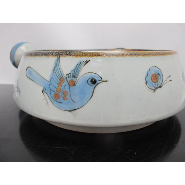 Blue Ken Edwards El Palomar Blue Bird Tonala Mexico Folk Art Pottery Casserole For Sale - Image 8 of 11