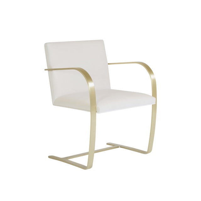Brno Flat-Bar Chairs in Crème Velvet, Brushed Brass For Sale
