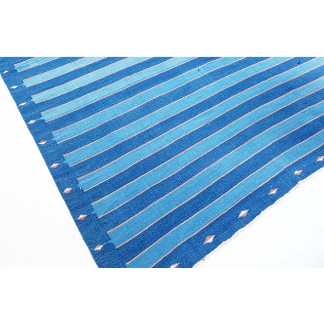 Textile Doris Leslie Blau Vintage Striped Indian Dhurrie Rug For Sale - Image 7 of 9