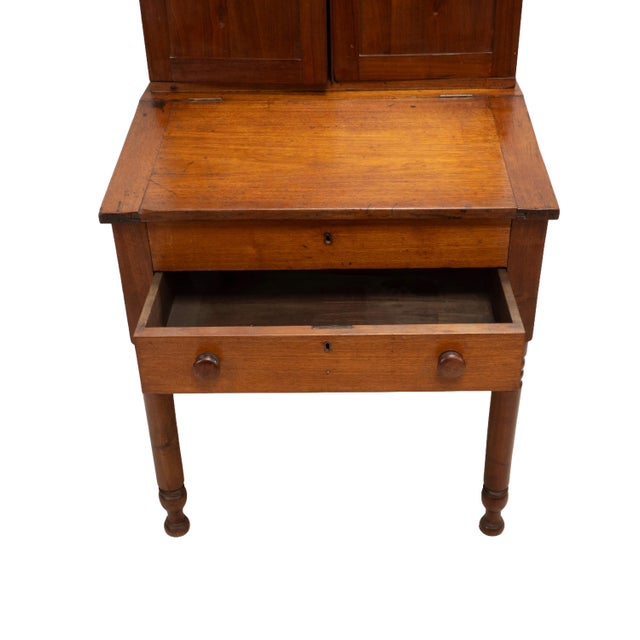 Late 19th Century Antique Two Piece Slant Front Secretary Desk With Fitted Interior For Sale - Image 5 of 18