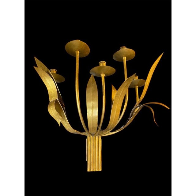 Large Florentine Gilt Metal Wall Lights, Italy, 1950s, Set of 2 For Sale - Image 6 of 18