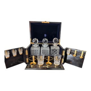 19th Century French Madagascar Wood Tantalus Set For Sale