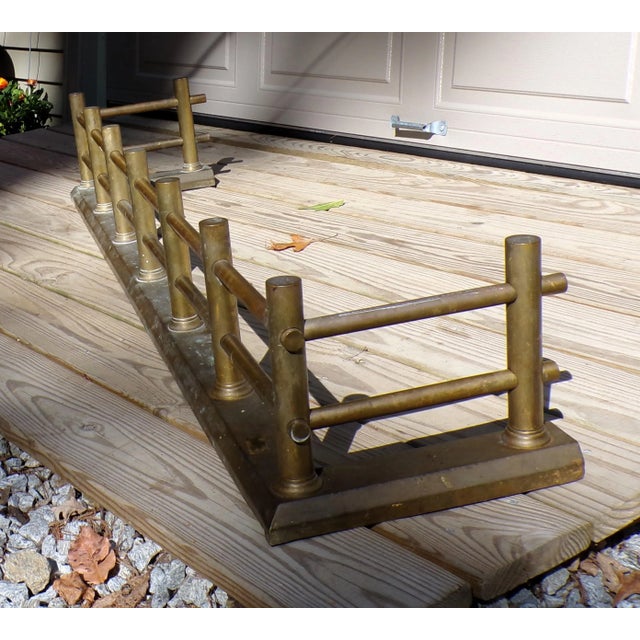 Brass Antique Large Brass Fireplace Fender Fire Surround Early 20th Century For Sale - Image 8 of 16