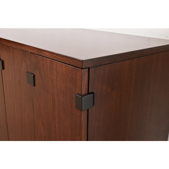 Milo Baughman for Directional Walnut and Ebonized Sideboard Credenza, Newly Refinished For Sale - Image 10 of 16