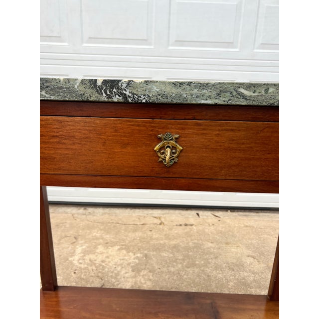 Mid 19th Century French 19th Century Empire Marble Top Walnut Console Table For Sale - Image 5 of 12
