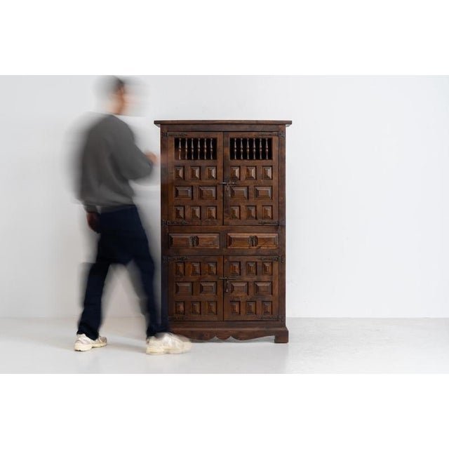 Stunning Spanish brutalist cabinet, 1950s. Striking and architectural, this 1950s Spanish cabinet is a powerful example of...
