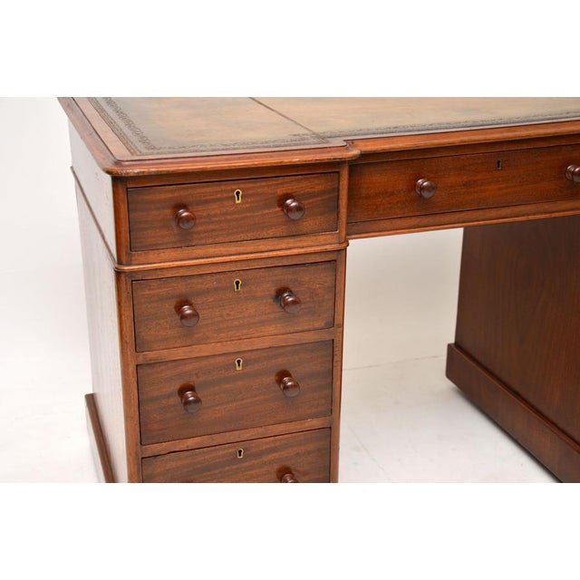Victorian Leather Top Pedestal Desk, 1860s For Sale - Image 9 of 11