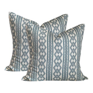 A Pair of Lauren Servati Textiles, Lagoon // Seaworthy Pillows, 22"x22" For Sale
