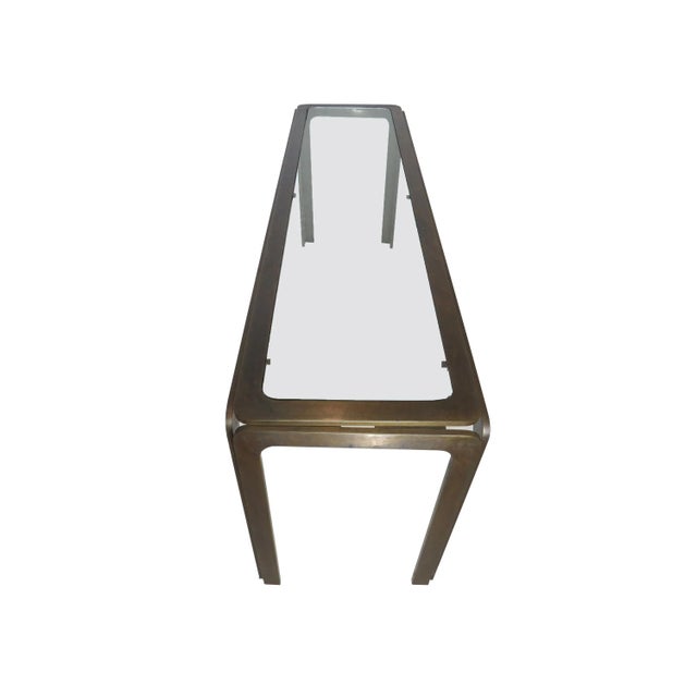 Modern Vintage Bronze and Glass Console Table Attributed to Roger Sprunger for Dunbar For Sale - Image 3 of 12