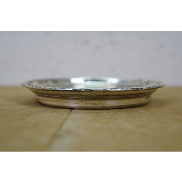 Antique Solid Sterling Silver 925 Wine Drink Bottle Coaster 53g 4.5" For Sale - Image 4 of 9