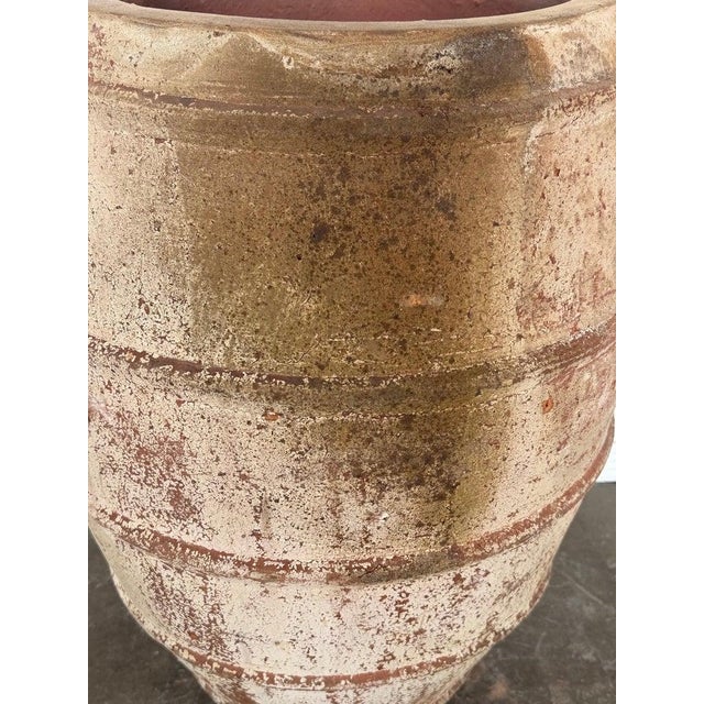 Monumental Ribbed Terracotta Planter With Heavily Distressed Patina For Sale - Image 9 of 11