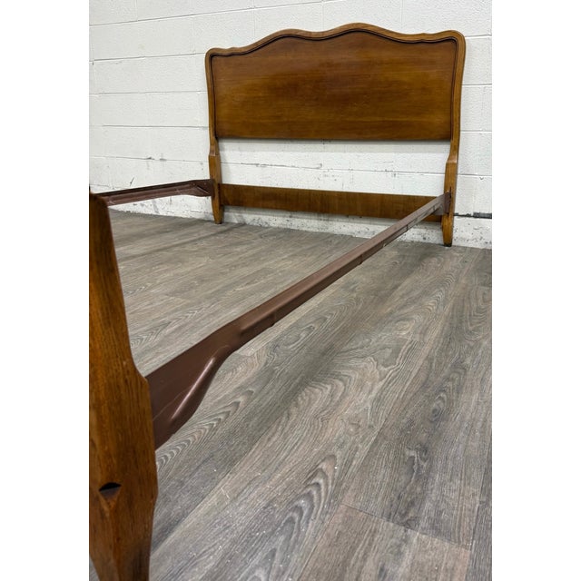 Brown Vintage Full Size French Provincial Solid Oak Bed For Sale - Image 8 of 15