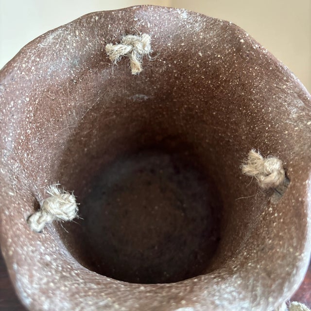 Ivory Vintage Artisan-Crafted Stoneware Hanging Planter For Sale - Image 8 of 12