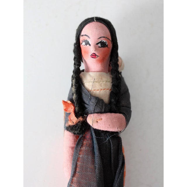 Vintage Handmade Folk Art Cloth Doll For Sale - Image 4 of 12