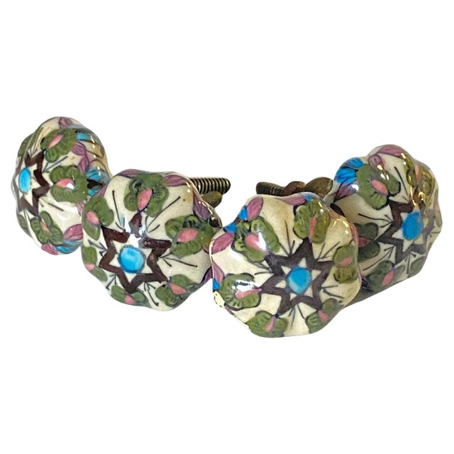 19th Century Porcelain Cabinet Handles, England, Set of 4 For Sale