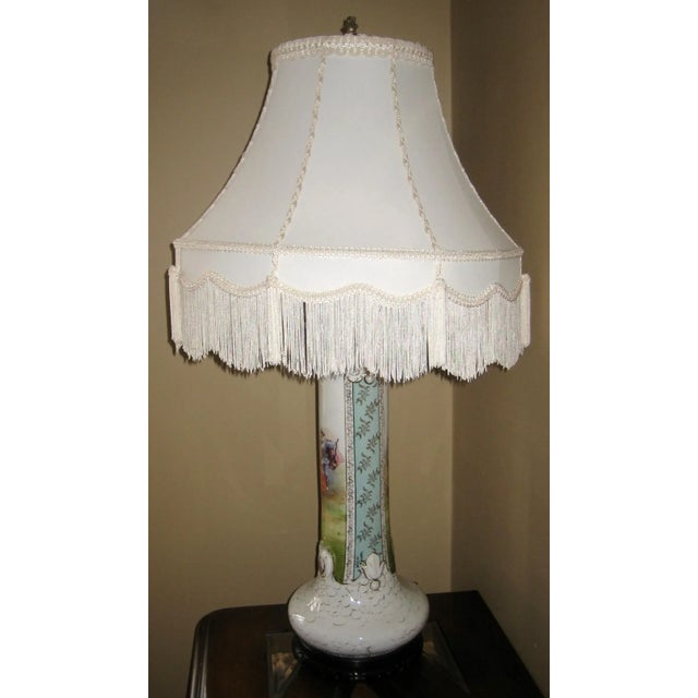 White Antique Lamp With Custom Made Shade For Sale - Image 8 of 8