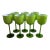 7 VTG Murano Lime Chartreuse Green Cased Long Stem Wine Glasses Carlo Moretti For Sale