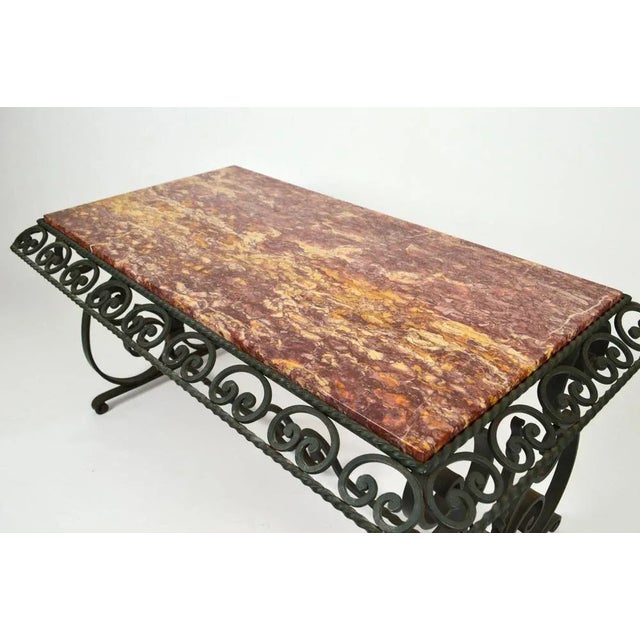 1940s Art Deco Wrought Iron Coffee Table with Marble Top, 1940s For Sale - Image 5 of 18