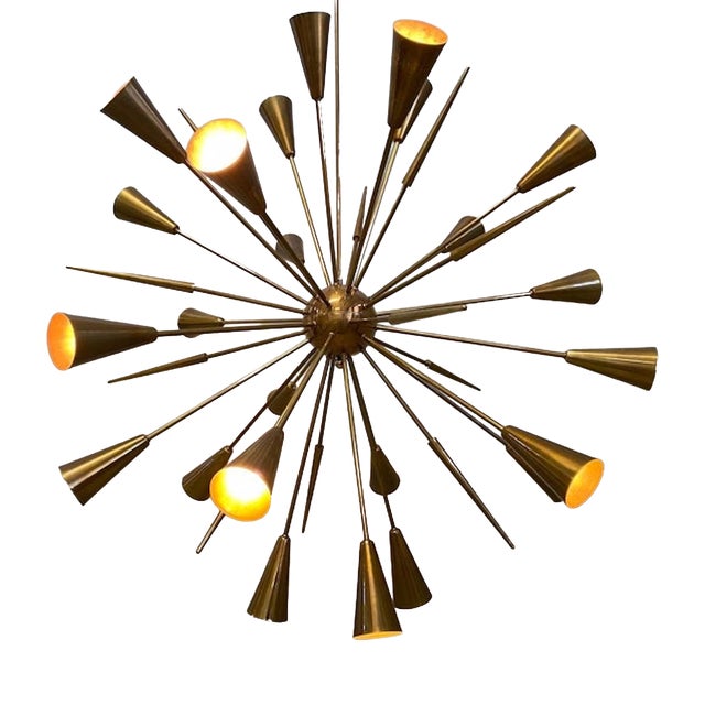 Italian Sputnik Brass Chandelier, 1970 For Sale