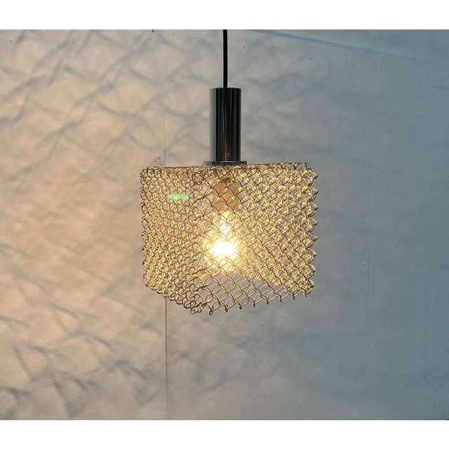Mid-Century Modern German Space Age Mesh Cube Pendant Lamp, 1960s For Sale - Image 14 of 18